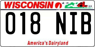 WI license plate 018NIB