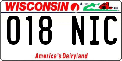 WI license plate 018NIC