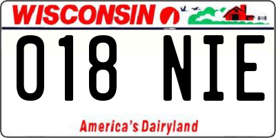 WI license plate 018NIE