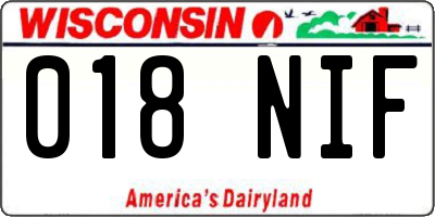 WI license plate 018NIF