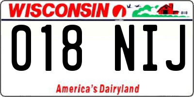 WI license plate 018NIJ