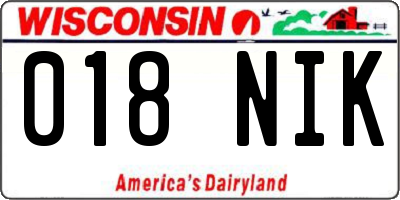 WI license plate 018NIK