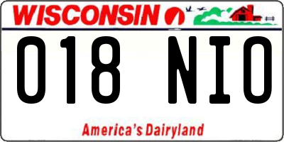 WI license plate 018NIO