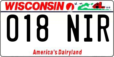 WI license plate 018NIR