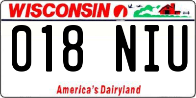 WI license plate 018NIU