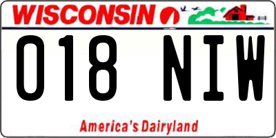 WI license plate 018NIW