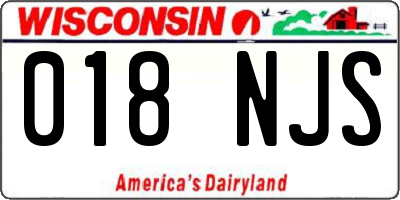 WI license plate 018NJS