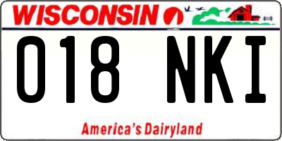 WI license plate 018NKI