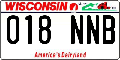 WI license plate 018NNB