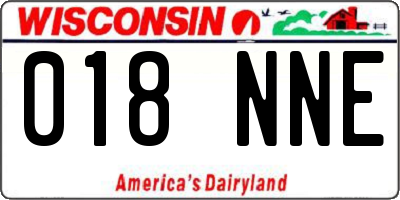 WI license plate 018NNE