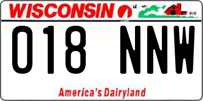 WI license plate 018NNW