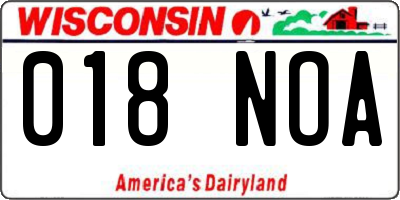 WI license plate 018NOA