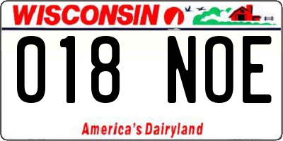 WI license plate 018NOE