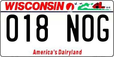 WI license plate 018NOG