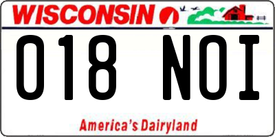 WI license plate 018NOI