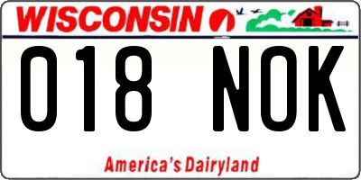 WI license plate 018NOK
