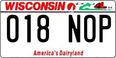 WI license plate 018NOP