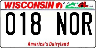 WI license plate 018NOR