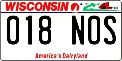 WI license plate 018NOS