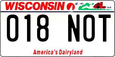 WI license plate 018NOT