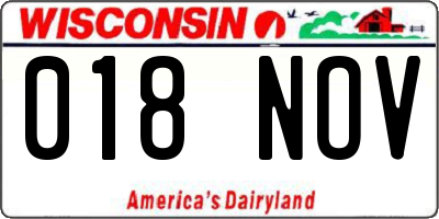 WI license plate 018NOV