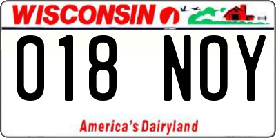 WI license plate 018NOY