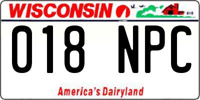 WI license plate 018NPC