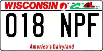 WI license plate 018NPF
