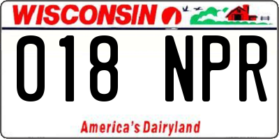 WI license plate 018NPR