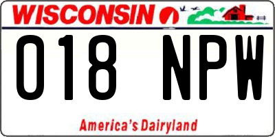 WI license plate 018NPW