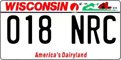 WI license plate 018NRC
