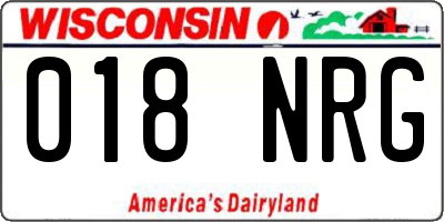 WI license plate 018NRG