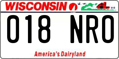 WI license plate 018NRO
