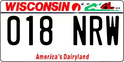 WI license plate 018NRW