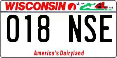 WI license plate 018NSE