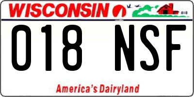 WI license plate 018NSF