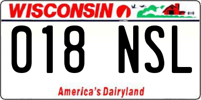 WI license plate 018NSL