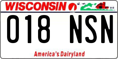 WI license plate 018NSN