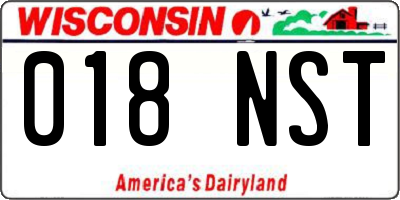 WI license plate 018NST