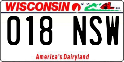 WI license plate 018NSW