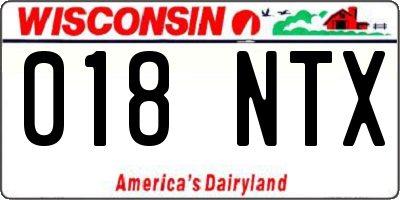 WI license plate 018NTX