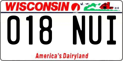 WI license plate 018NUI