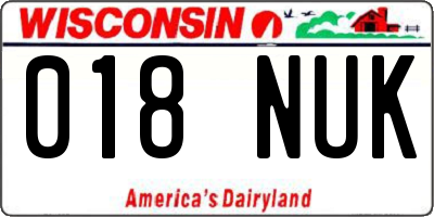 WI license plate 018NUK