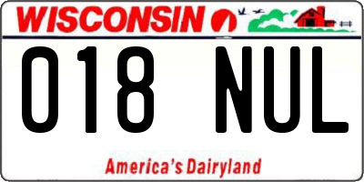 WI license plate 018NUL
