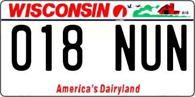 WI license plate 018NUN