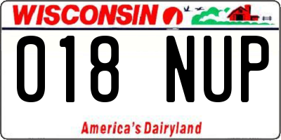 WI license plate 018NUP