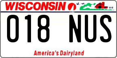 WI license plate 018NUS