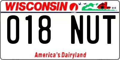 WI license plate 018NUT