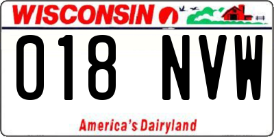 WI license plate 018NVW