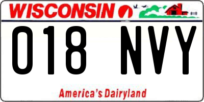 WI license plate 018NVY